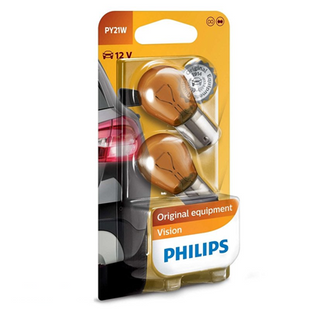Лампа Philips 12V PY21W 21W BAU15S AMBER, ОРАНЖЕВА (2ШТ В БЛІСТ.) 12496 NA B2 12496 NA B2 фото