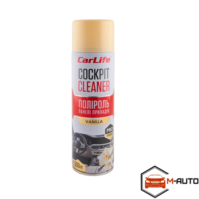 Поліроль панелі приладів CarLife Bаніль. Cockpit Cleaner 500ml (24шт/ящ) CF502 фото