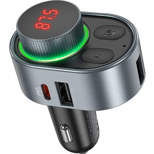 FM-трансмітер модулятор Hoco E72 Alegria PD30W car BT FM transmitter Metal Gray E72 фото