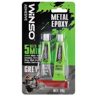Клей епоксидний, двокомпонентний сірий WINSO 20g 300300 фото