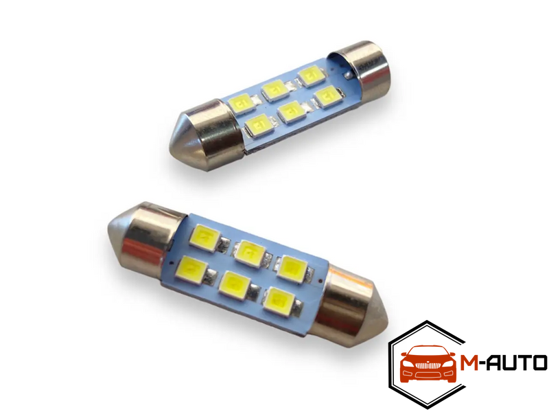 Лампочка софітка діодна біла 12V 6SMD 28mm AA700 фото