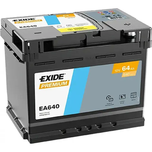 Акумулятор EXIDE PREMIUM 64Ah Eb (-/+)(640en)(242*175*190)EA640 EA640 фото