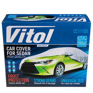 Тент автомобільний VITOL CC11105L, сірий поліестер, 482x178x119см, L CC11105L    (10) фото