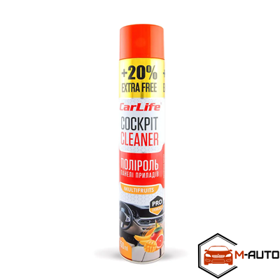 Поліроль панелі приладів CarLife Мультифрукт. Cockpit Cleaner 750ml (24шт/ящ) CF756 фото