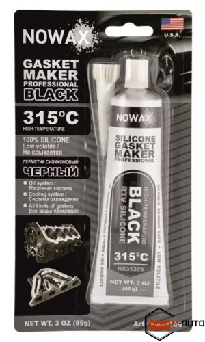 Герметик Nowax прокладок високотемпературний 100% силіконовий чорний (85g + 315C) NX35309 фото