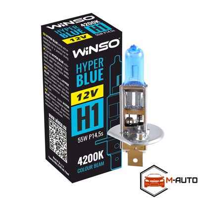 Лампа WINSO 12V H1 HYPER BLUE 4200K 55W P14.5s 712140 фото