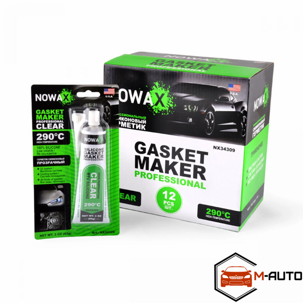 Герметик Nowax прокладок високотемпературний, 100% силіконовий, прозорий (85g + 315C) NOWAX NX34309 фото