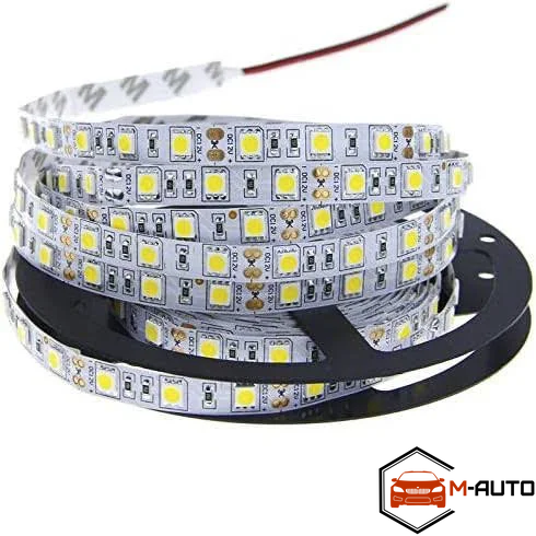 12V Полоса світлодіодна 5м, 300SMD 28/35 IP20, БІЛА БЕЗ СИЛІКОНА 3M (без силікону) фото