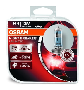 Лампа OSRAM H4 12V 60/55W P43t NIGHT BREAKER NBU BOX +110 НФ-00010957 фото