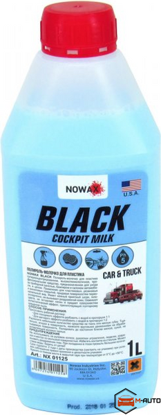 Поліроль-молочко для пластику,концентрат/Nowax Black Cockpit Milk/ 1L,(9шт.в упак.) NX01125 фото