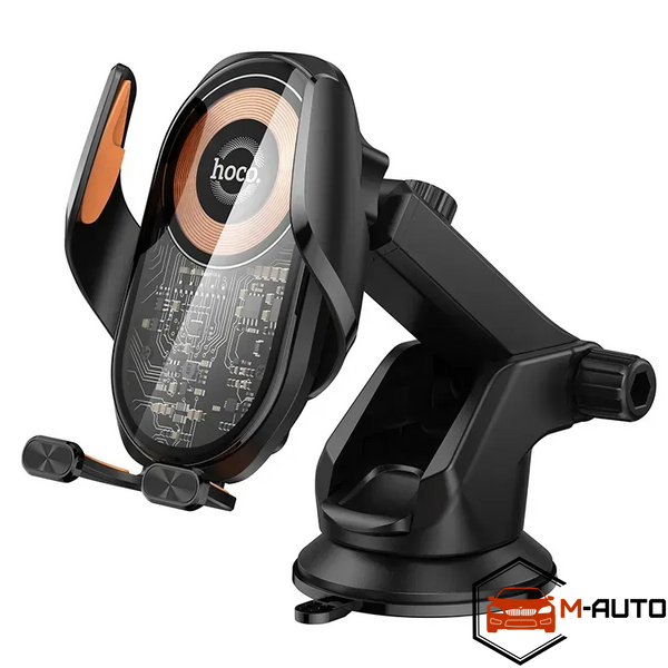 Тримач мобільного телефону HOCO HW34 БЗП Blue whale 3-axis linkage wireless fast charging car holder HW34 фото