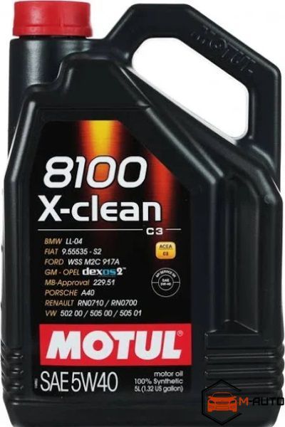 Motul 5W40 5L 8100 X-CLEAN C3/502 (102051) 102051 фото
