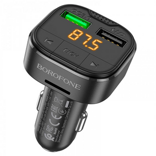 FM-трансмітер модулятор Borofone BC43 Flash QC3.0 car BT FM transmitter (Чорний) НФ-00000298 фото