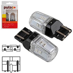 Лампи PULSO/габаритні/LED 7443/W3x16q/12SMD-2835/2контакта/9-36v/120/50lm/RED LP-66443R  (200/10) фото