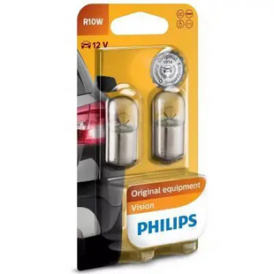 Лампа Philips 12V R10W BA15S (2ШТ В БЛІСТ.) 12814 B2 12814 B2 фото