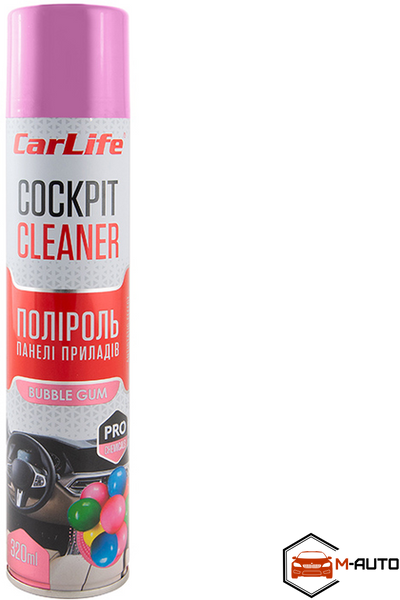 Поліроль панелі приладів CarLife Бабл гам. Cockpit Cleaner 320ml (24шт/ящ) CF329 фото