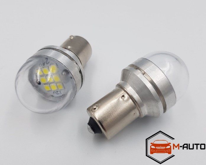 Лампа LED 1 контакт T25 9SMD 30/30 P21W 12-24V BA15S 4,5W 6000K, 5000Lm, білий, Україна, 1шт AA426 фото