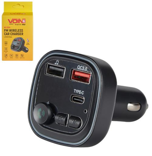 FM-трансмітер модулятор VOIN W-3304, 12-24V 2 USB QC3.0, 1 Type C, BT5.0, Hands free W-3304 () фото