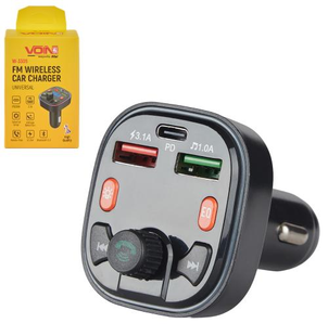 FM-трансмітер модулятор VOIN W-3305, 12-24V 2 USB 3.1A, 1 PD 20W, BT5.3, Hands free, вольтметр W-3305 () фото