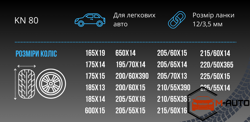 Ланцюги на колеса 12мм KN 80 Vitol KN 80 фото