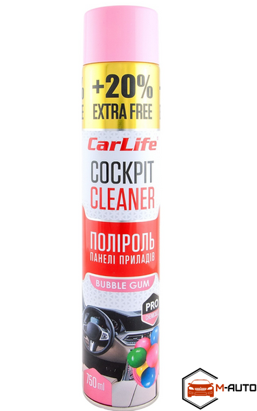 Поліроль панелі приладів CarLife Бабл гам. Cockpit Cleaner 750ml (24шт/ящ) CF759 фото