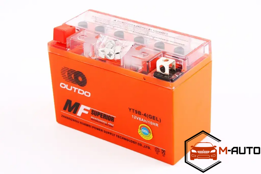 Мото акумулятор Outdo GEL 8Ah 12V (низький) YT9B-4 GEL (150*70*105) фото