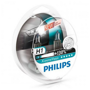 Лампа Philips H1 12V 55W P14.5S X-treme Vision +130% (2 шт.) (12258XVS2) 12258 XV GS2 фото