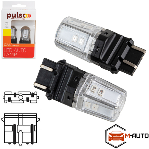 Лампи PULSO/габаритні/LED 3157/W2.5x16q/12SMD-2835/2контакта/9-36v/120/50lm/RED LP-66315R  (200/10) фото