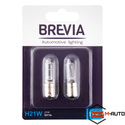 Лампа BREVIA 12V H21W 12V 21W BAY9s blister 2шт. (10/250 шт.) 12329B2 фото