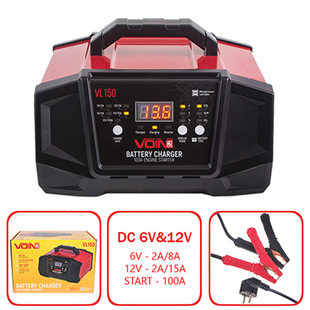 Пуско-зарядний пристрій VOIN VL-150 6&12V/2A-8A-15A/Start-100A/8-180AHR/LCD індик. VL-150 (2) фото