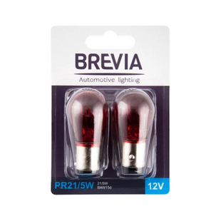 Лампа BREVIA 12V PR21/5W 12V 21/5W BAW15d RED blister 2шт. (10/250 шт.) 12327B2 фото
