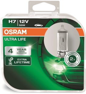 Лампа галогенна Osram H7 12В 55W PX26D ULTRA LIFE OS 64210 ULT-HCB фото