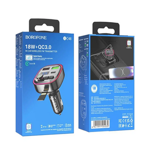 FM-трансмітер модулятор Borofone BC48 Broad QC3.0 car BT FM transmitter (Чорний) BC48 фото