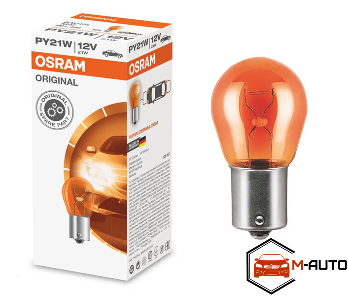 Лампа розжарювання Osram PY21W 21W BAU15S ORIGINAL LINE OS 7507 фото