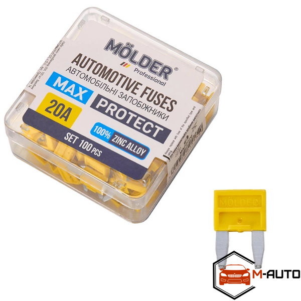 Набір "міні" запобіжників Molder 20А,100шт.,(шт.100/уп.) MA22220 фото