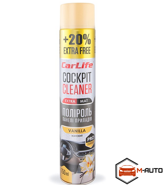 Поліроль панелі приладів CarLife Ваніль. Cockpit Cleaner EXTRA MAT 750ml (24шт/ящ) CF770 фото